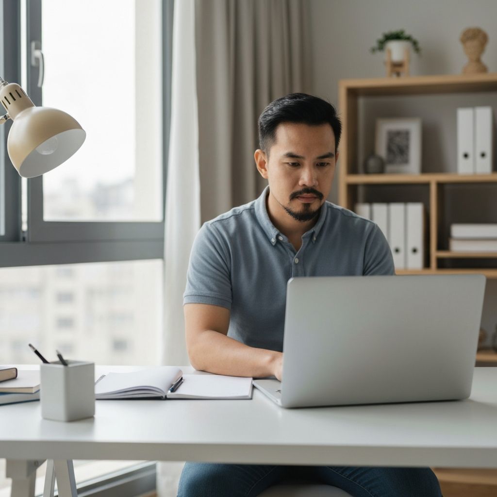 Freelance writer working confidently